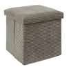 The Home Deco Factory Home Deco - Poefje - opbergbox - rib - zacht taupe - 38 x 38cm