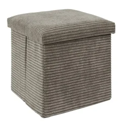 The Home Deco Factory Home Deco - Poefje - opbergbox - rib - zacht taupe - 38 x 38cm