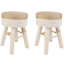 The Home Deco Factory Home Deco Factory Bijzet kruk Mirage - Ibiza/boho - dennenhout Hot