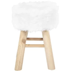 The Home Deco Factory Home Deco Factory Bijzet krukje Pluche - dennenhout - 28 x 40 cm Clearance