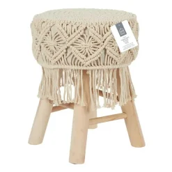 The Home Deco Factory Home Deco Factory Bijzet krukje model Macrame - naturel - H42 cm