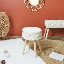 The Home Deco Factory Home Deco Factory Bijzet krukje model Macrame - naturel - H41 cm Discount