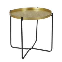 The Home Deco Factory Home Deco Factory Bijzettafel - goud met zwart - metaal - 45 cm Sale