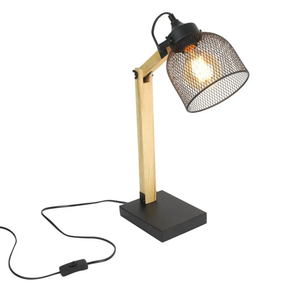 The Home Deco Factory Home deco factory bureaulamp - zwart - metaal en hout - tafellamp New