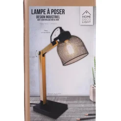 The Home Deco Factory Home deco factory bureaulamp - zwart - metaal en hout - tafellamp New