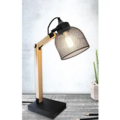The Home Deco Factory Home deco factory bureaulamp - zwart - metaal en hout - tafellamp New