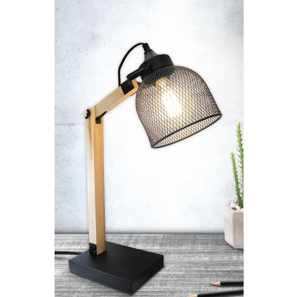 The Home Deco Factory Home deco factory bureaulamp - zwart - metaal en hout - tafellamp New