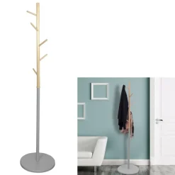 The Home Deco Factory Home Deco Factory Kapstok - grijs - metaal/hout - 6 haken - 180cm Hot