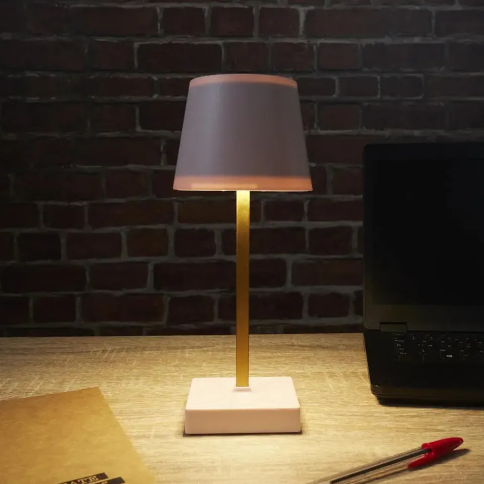 The Home Deco Factory Home deco factory LED tafellamp- kunststof - roze - touch - 26 cm