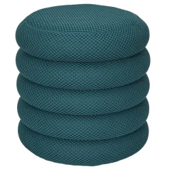 The Home Deco Factory Home Deco Factory Poef/krukje - boucle - petrol - D37 x H44 cm Online