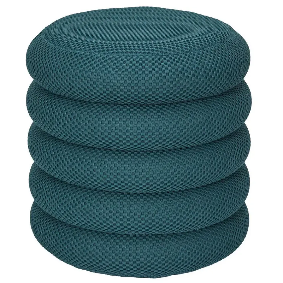The Home Deco Factory Home Deco Factory Poef/krukje - boucle - petrol - D37 x H44 cm Online