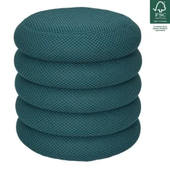 The Home Deco Factory Home Deco Factory Poef/krukje - boucle - petrol - D37 x H44 cm Online