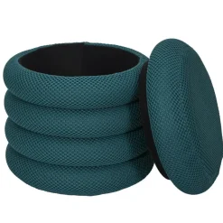 The Home Deco Factory Home Deco Factory Poef/krukje - boucle - petrol - D37 x H44 cm Online