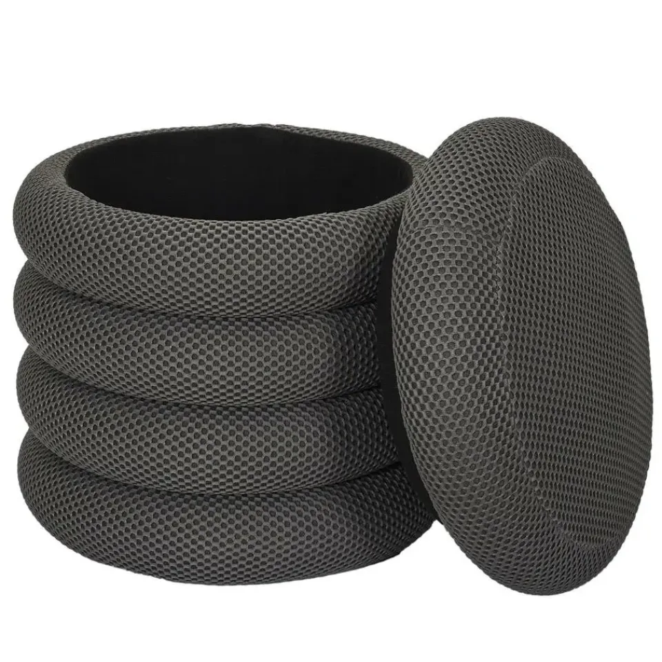 The Home Deco Factory Home Deco Factory Poef/krukje - boucle - grijs - D37 x H44 cm Sale