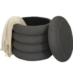 The Home Deco Factory Home Deco Factory Poef/krukje - boucle - grijs - D37 x H44 cm Sale