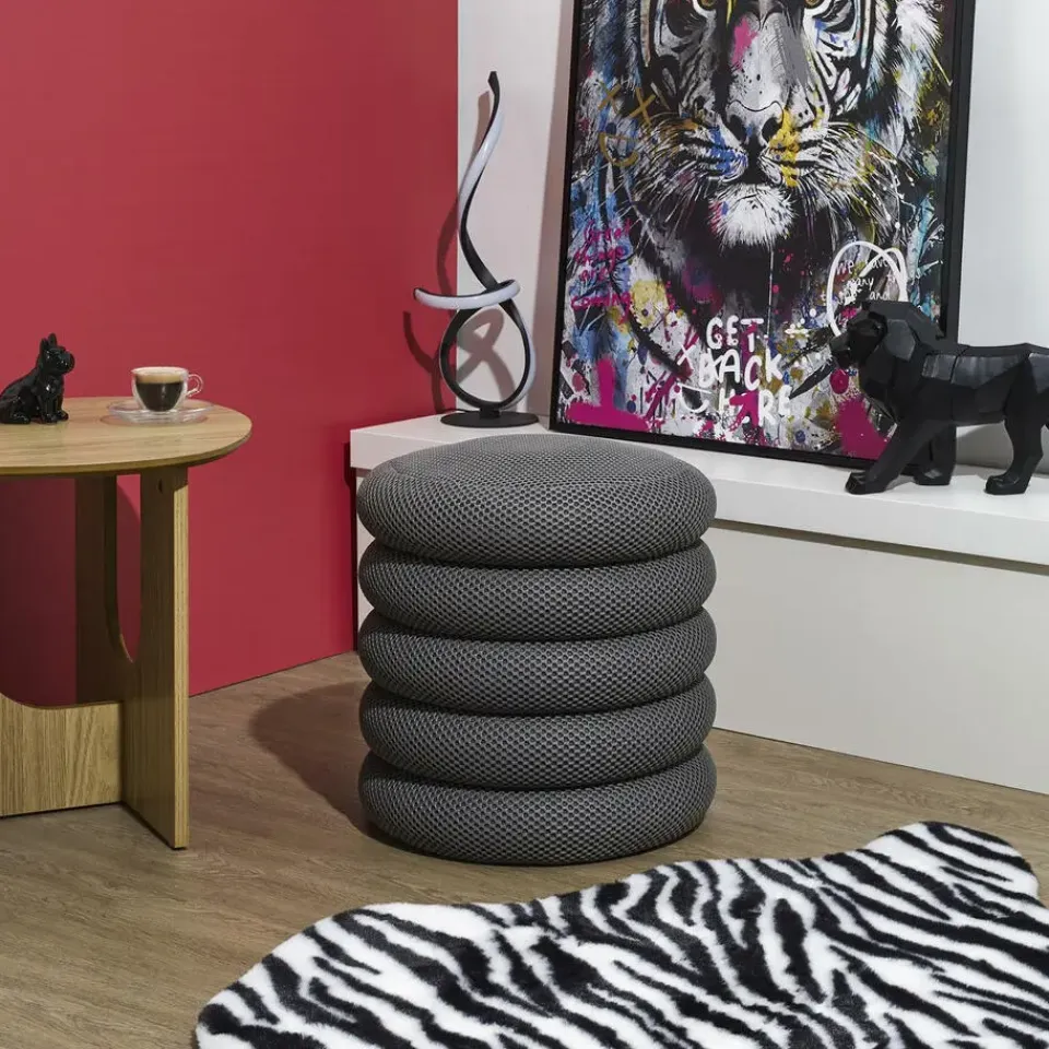 The Home Deco Factory Home Deco Factory Poef/krukje - boucle - grijs - D37 x H44 cm Sale