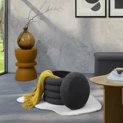 The Home Deco Factory Home Deco Factory Poef/krukje - boucle - grijs - D37 x H44 cm Sale