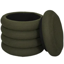 The Home Deco Factory Home Deco Factory Poef/krukje - boucle - groen - D37 x H44 cm Outlet