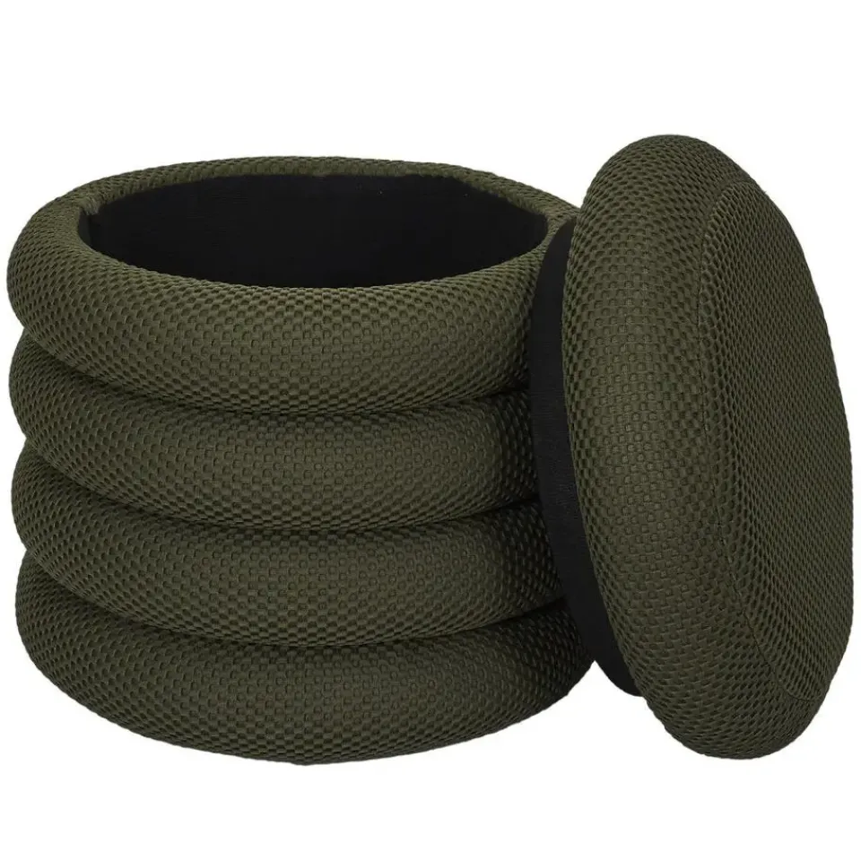 The Home Deco Factory Home Deco Factory Poef/krukje - boucle - groen - D37 x H44 cm Outlet