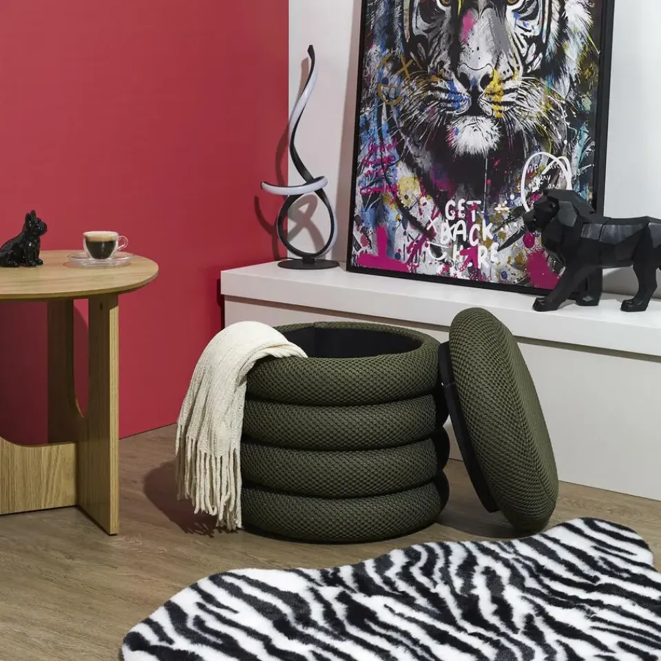 The Home Deco Factory Home Deco Factory Poef/krukje - boucle - groen - D37 x H44 cm Outlet