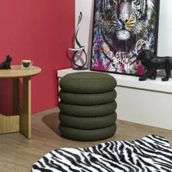 The Home Deco Factory Home Deco Factory Poef/krukje - boucle - groen - D37 x H44 cm Outlet