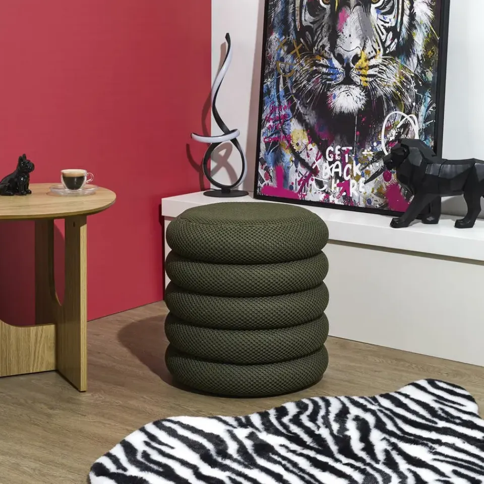 The Home Deco Factory Home Deco Factory Poef/krukje - boucle - groen - D37 x H44 cm Outlet