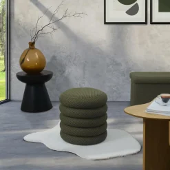 The Home Deco Factory Home Deco Factory Poef/krukje - boucle - groen - D37 x H44 cm Outlet
