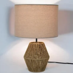 Leen Bakker Home deco factory Tafellamp met linnen kap - Boho/ibiza stijl Outlet