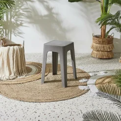 The Home Deco Factory Home Deco Factory zit krukje/stoel - grijs - D34 x H47 cm New