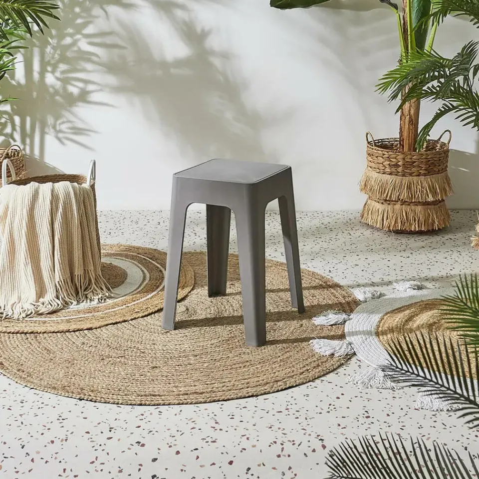 The Home Deco Factory Home Deco Factory zit krukje/stoel - grijs - D34 x H47 cm New