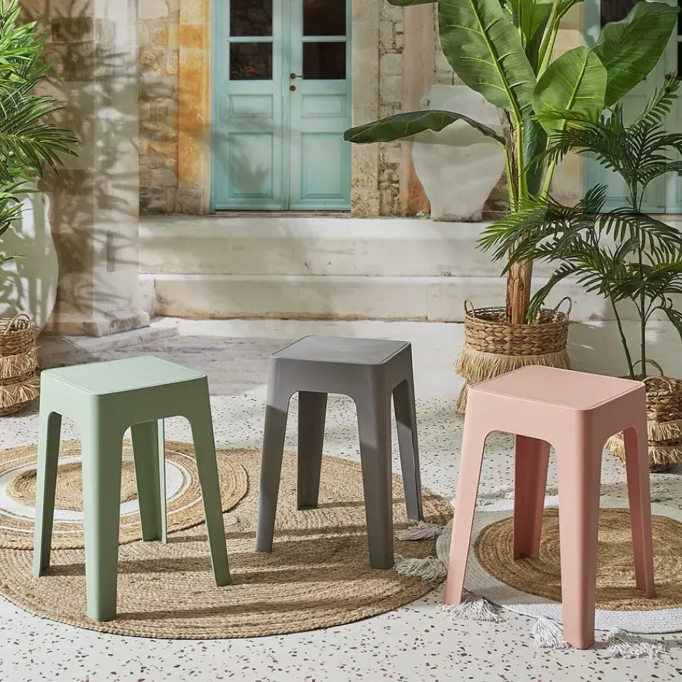 The Home Deco Factory Home Deco Factory zit krukje/stoel - grijs - D34 x H47 cm New