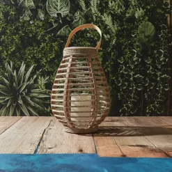 The Home Deco Factory Home deco factory Zonnelantaarn tafellamp - Solar -rotan - 26,5 cm -kaarseffect Best