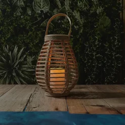 The Home Deco Factory Home deco factory Zonnelantaarn tafellamp - Solar -rotan - 26,5 cm -kaarseffect Best