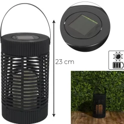 The Home Deco Factory Home deco factory Zonnelantaarn tafellamp - Solar - zwart - 23 cm - kaars Hot