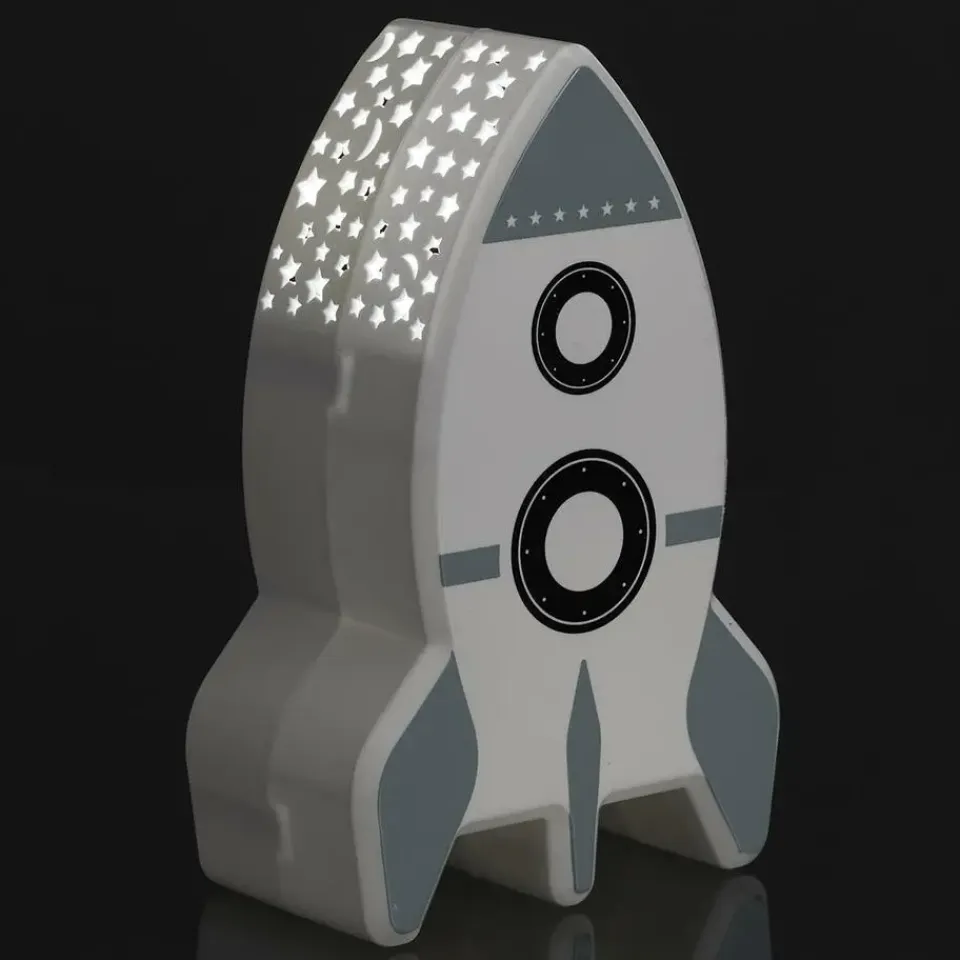 Home Deco Kids Nachtlampje - Raket met muurprojectie - 15 cm New