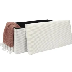 The Home Deco Factory Home Deco Poef - Cocoonen - MDF/polyester - wit - 76 x 38 cm Hot