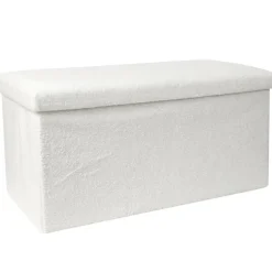 The Home Deco Factory Home Deco Poef - MDF/polyester - Natuurlijk - wit - 76 x 38 cm New