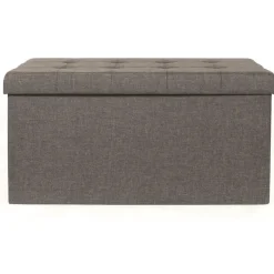 The Home Deco Factory Home Deco Poef Chique - opbergbox - donkergrijs - 76 x 38 cm Outlet