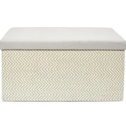 The Home Deco Factory Home Deco Poef Fishbone - opbergbox - beige/grijs - 76 x 38 cm Sale