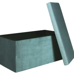 The Home Deco Factory Home Deco Poef Velvet - opbergbox - blauw - 76 x 38 cm Discount