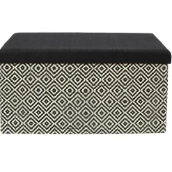 The Home Deco Factory Home Deco Poefje - opbergbox - donkerbruin/zwart - 76 x 38 cm Discount