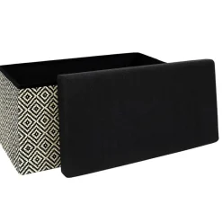 The Home Deco Factory Home Deco Poefje - opbergbox - donkerbruin/zwart - 76 x 38 cm Discount