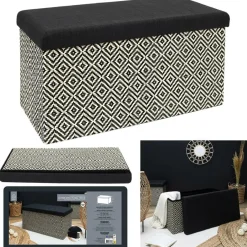 The Home Deco Factory Home Deco Poefje - opbergbox - donkerbruin/zwart - 76 x 38 cm Discount