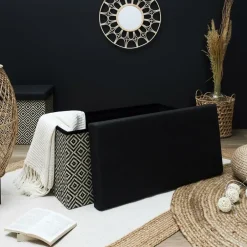 The Home Deco Factory Home Deco Poefje - opbergbox - donkerbruin/zwart - 76 x 38 cm Discount