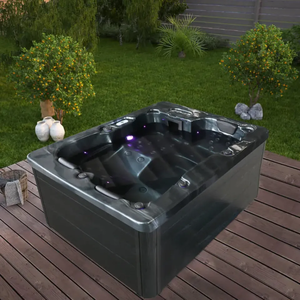 Merkloos HOME DELUXE Whirlpool buiten ZWART MARBLE Puur New