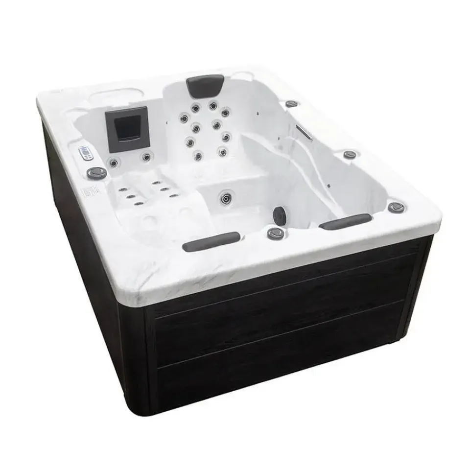Merkloos HOME DELUXE WHITE MARBLE buitenwhirlpool met opstap en thermische afdekking
