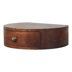 Artisan Furniture Honey Caramel Wandgemonteerde Afgeronde Nachtkastje, 1 Lade, Donkerbruin Clearance
