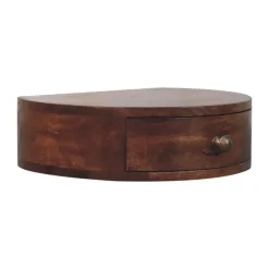 Artisan Furniture Honey Caramel Wandgemonteerde Afgeronde Nachtkastje, 1 Lade, Donkerbruin Clearance