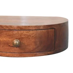 Artisan Furniture Honey Caramel Wandgemonteerde Afgeronde Nachtkastje, 1 Lade, Donkerbruin Clearance