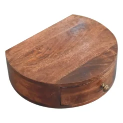 Artisan Furniture Honey Caramel Wandgemonteerde Afgeronde Nachtkastje, 1 Lade, Donkerbruin Clearance